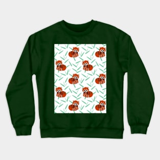 Red panda and bamboo print on green tee Crewneck Sweatshirt